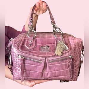 Coach Madison Aubrey Chain Convertible Satchel Purple Croc Limited Edition